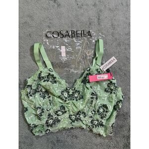 Cosabella Savona Curvy Longline Bra XL Green Floral Lace Wireless